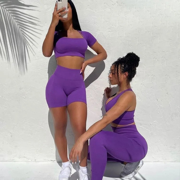 Logo Female Activewear Yoga Bra Sports Bra High Waist Seamless Legging Gym Set Cotton Atheleisure Women Seamless Fitness Sets