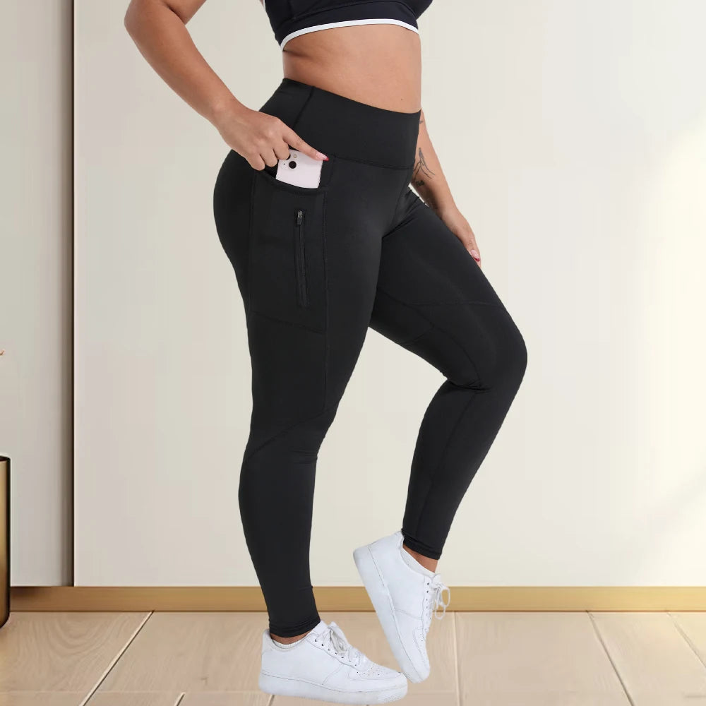 Plus Size Yoga Leggings With Zipper Pockets Activewear Women Gym Clothes Workout Sports Legging Gym Leggings Yoga Pants