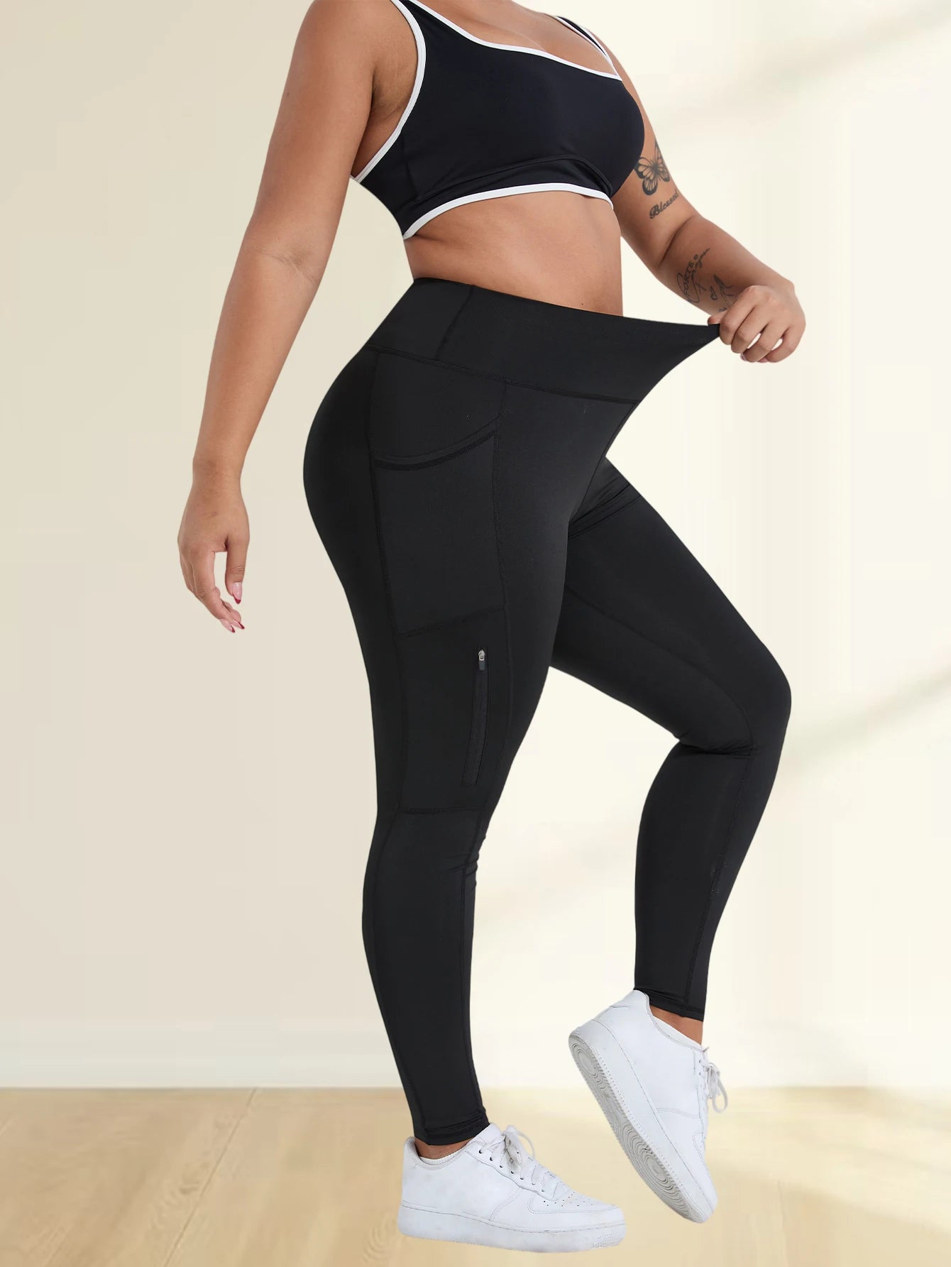 Plus Size Yoga Leggings With Zipper Pockets Activewear Women Gym Clothes Workout Sports Legging Gym Leggings Yoga Pants