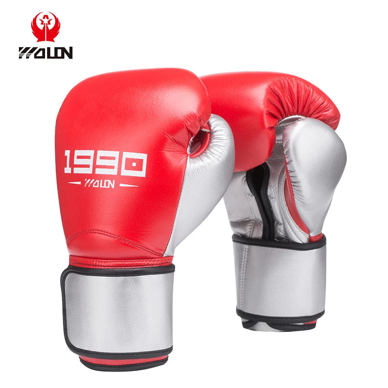 Professional Big Wolon Leather Custom Ladies' Boxing Gloves 8oz-14oz Red/Black Anti-Slip High Quality