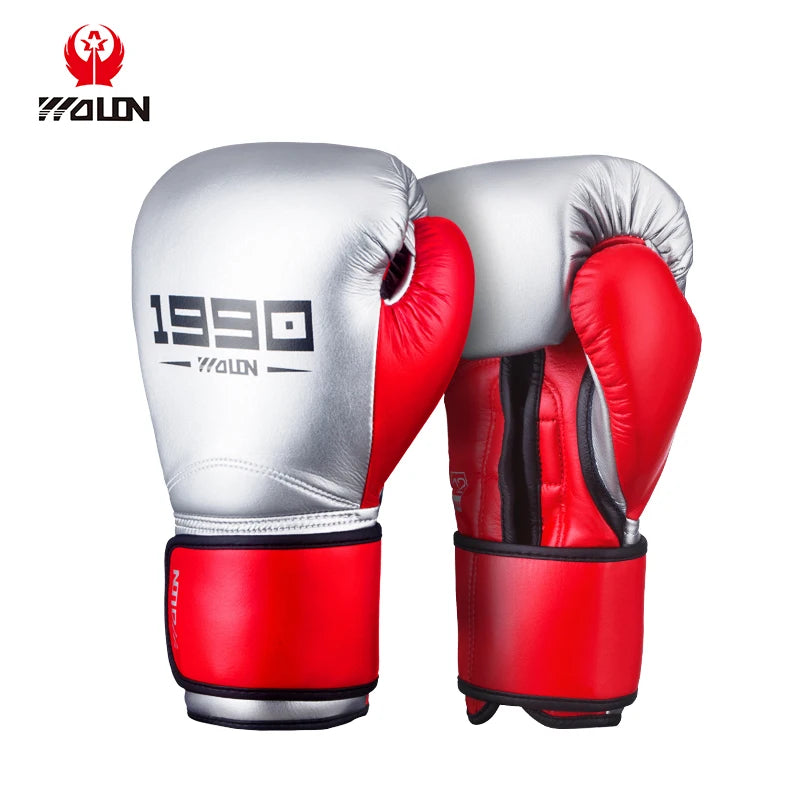 Professional Big Wolon Leather Custom Ladies' Boxing Gloves 8oz-14oz Red/Black Anti-Slip High Quality