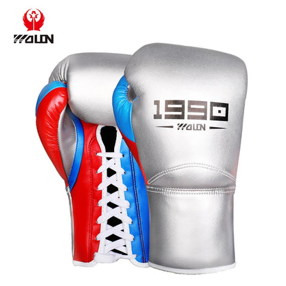 Professional Big Wolon Leather Custom Ladies' Boxing Gloves 8oz-14oz Red/Black Anti-Slip High Quality