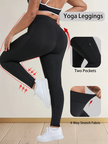 Plus Size Yoga Leggings With Zipper Pockets Activewear Women Gym Clothes Workout Sports Legging Gym Leggings Yoga Pants
