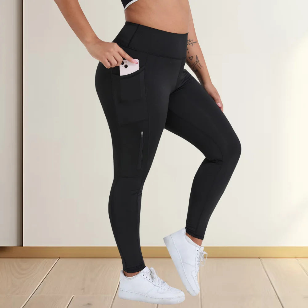 Plus Size Yoga Leggings With Zipper Pockets Activewear Women Gym Clothes Workout Sports Legging Gym Leggings Yoga Pants