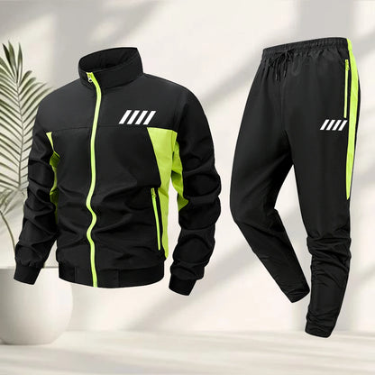 Men's Striped Print Tracksuit Set With Zip Up Jacket And Drawstring Sweatpant Perfect For Summer Outdoor Casual Fitness Training