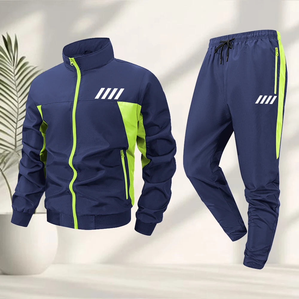 Men's Striped Print Tracksuit Set With Zip Up Jacket And Drawstring Sweatpant Perfect For Summer Outdoor Casual Fitness Training