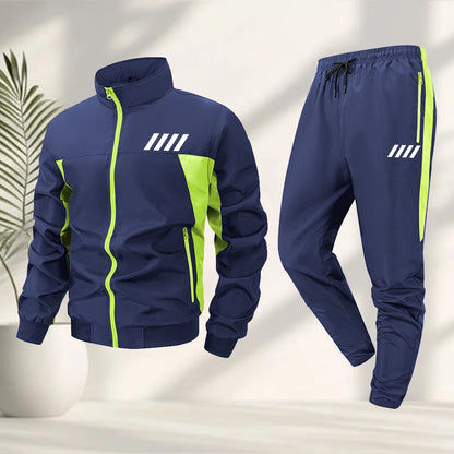 Men's Striped Print Tracksuit Set With Zip Up Jacket And Drawstring Sweatpant Perfect For Summer Outdoor Casual Fitness Training