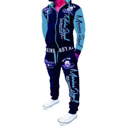 Men New Tracksuit Fashion Streetwear Casual Set Spring Autumn Printed Hip-hop Hoodie Drawstring Sweatpant Sweatshirt Suits
