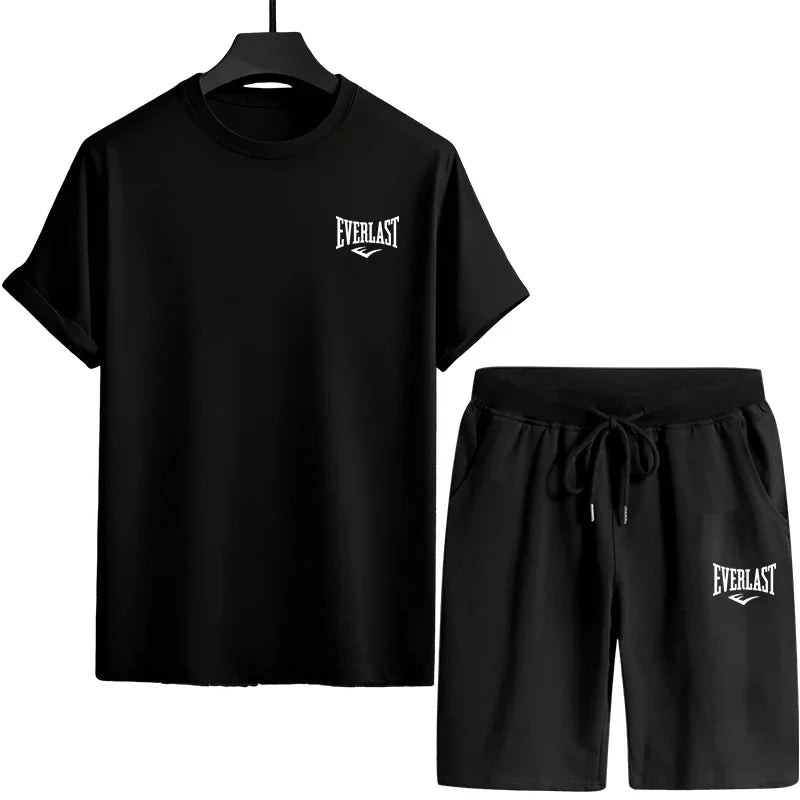 2026 New in Mens Tracksuit T-shirt + Shorts Urban Causal Sports Outfit Male Spring Summer Home Outdoor Comfort Tees Set
