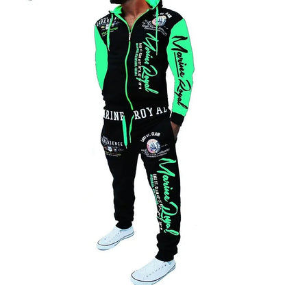 Men New Tracksuit Fashion Streetwear Casual Set Spring Autumn Printed Hip-hop Hoodie Drawstring Sweatpant Sweatshirt Suits