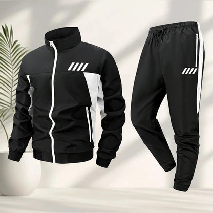 Men's Striped Print Tracksuit Set With Zip Up Jacket And Drawstring Sweatpant Perfect For Summer Outdoor Casual Fitness Training