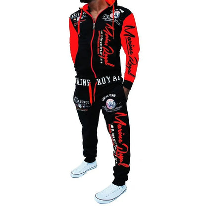 Men New Tracksuit Fashion Streetwear Casual Set Spring Autumn Printed Hip-hop Hoodie Drawstring Sweatpant Sweatshirt Suits